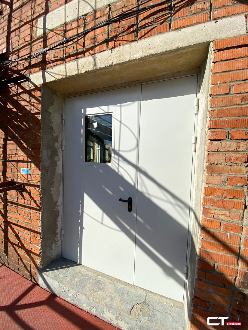 ДПМ-2 EIS-60 Дверь противопожарная металлическая EIS60 двупольная из нержавеющей стали с остеклением 400х600