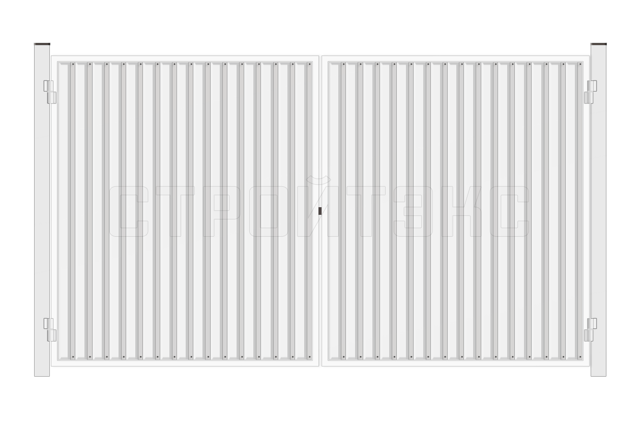 Уличные распашные ворота Профлист