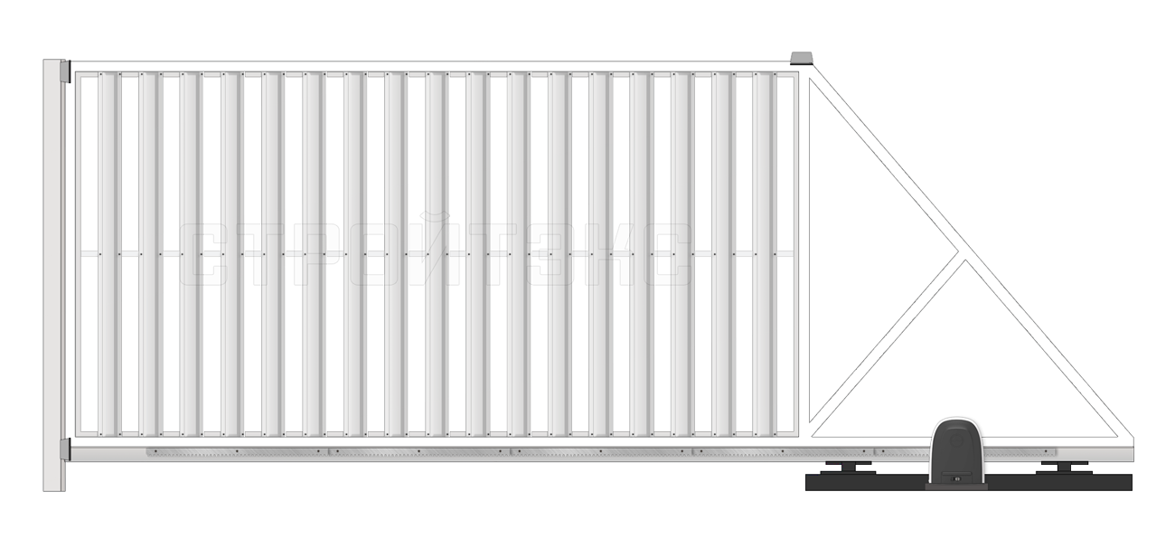 Откатные автоматические уличные ворота Штакетник