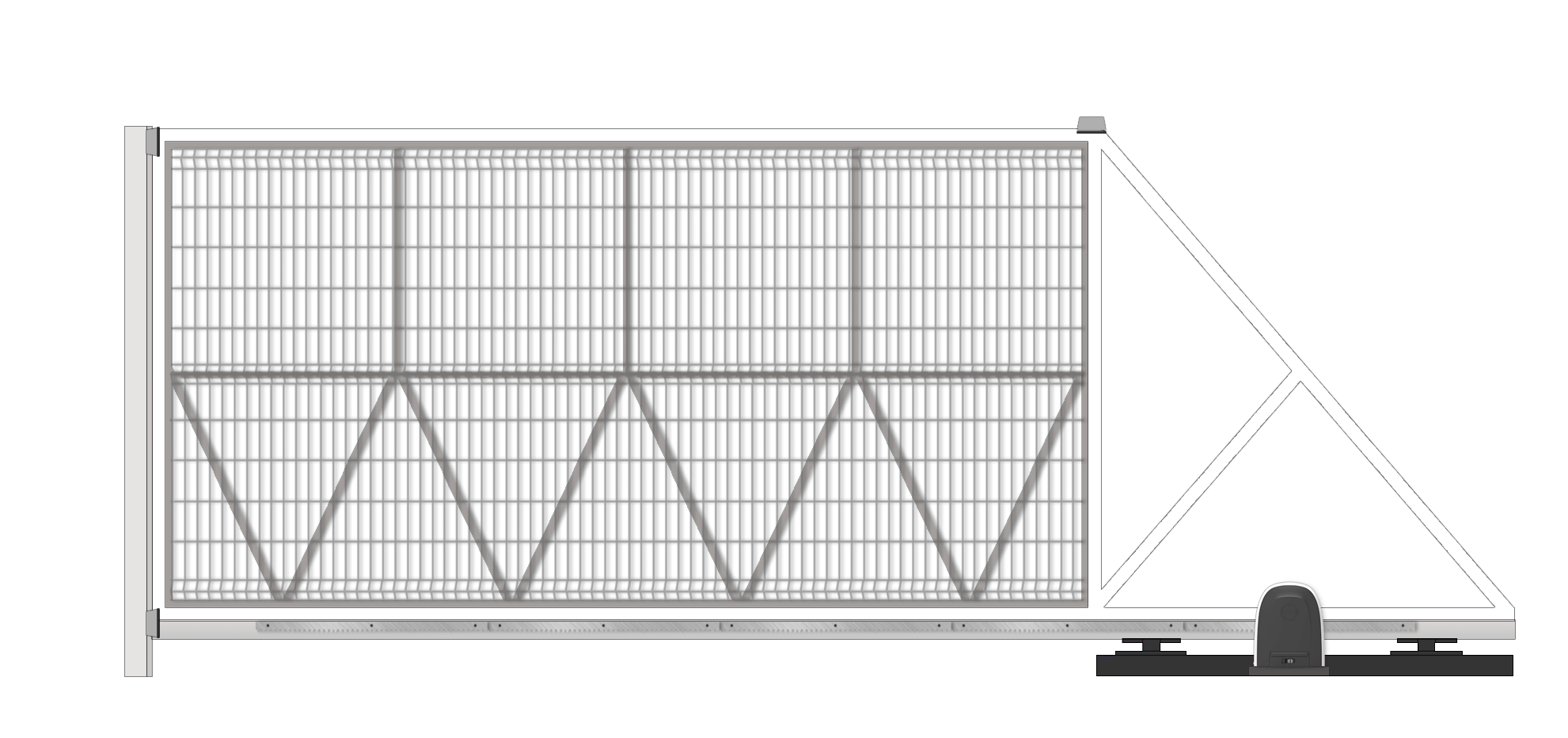 Откатные автоматические уличные ворота Сетка 3D