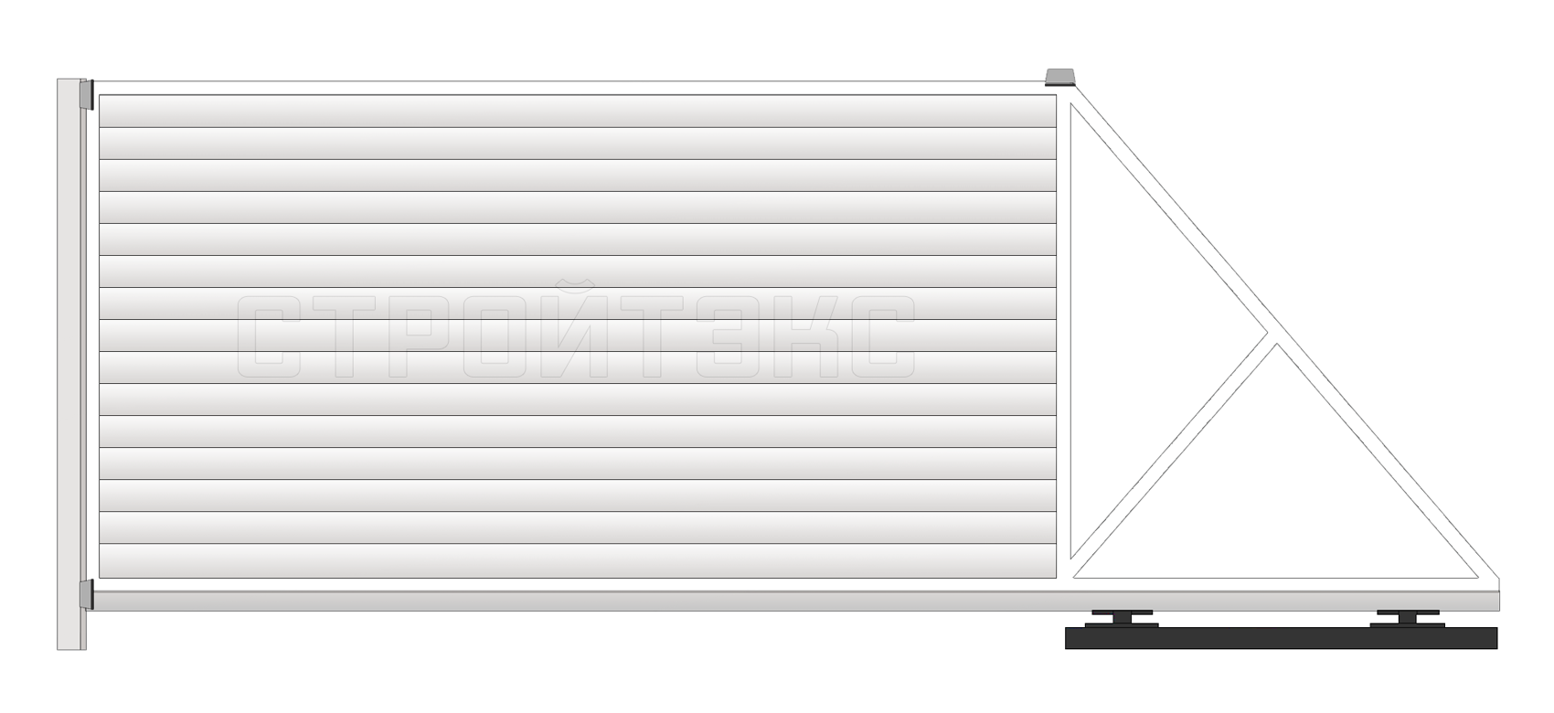 Откатные уличные ворота Сэндвич панель