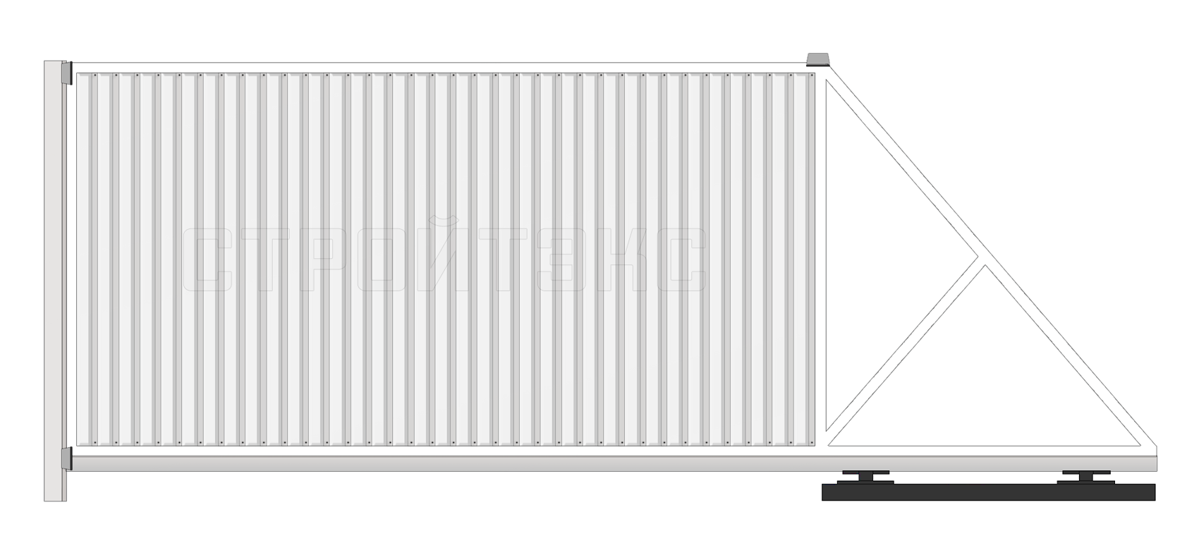 Откатные уличные ворота Профлист